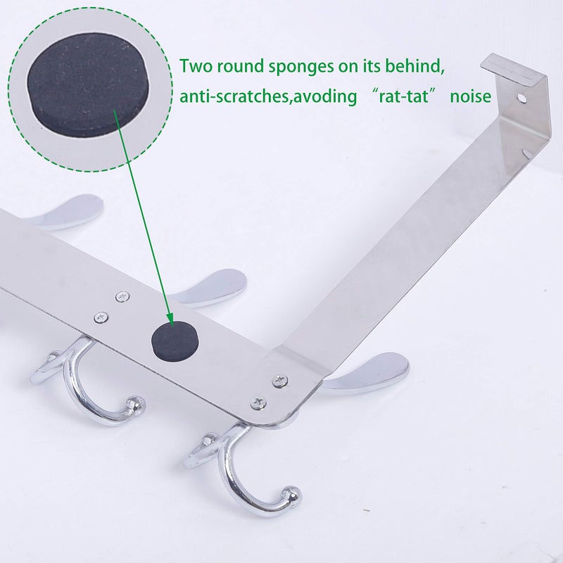 WEBI Over The Door Hook Door Hanger Hook Rack with 5 Tri Hooks for Hanging Coats, Over Door Towel Rack Door Coat Towel Hanger Over Door Coat Rack,Silver,2 Packs - Image 5